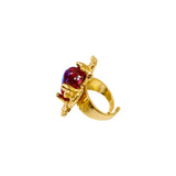 Red Glass Ring with Adjustable Ring Opening JA020