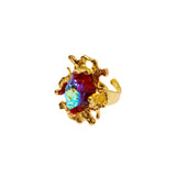 Red Glass Ring with Adjustable Ring Opening JA020