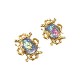 "Lava Blue Glass Glow"Gavilane the King of Retro Chaparelli Blue Aurora Glass Earclip JA025