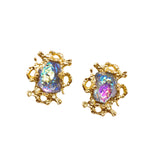 "Lava Blue Glass Glow"Gavilane the King of Retro Chaparelli Blue Aurora Glass Earclip JA025