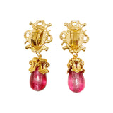 Red Chapalli Glass Water Drop Shoulder Sweep Eardrops Ear Clip JA015