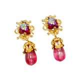 Red Chapalli Glass Water Drop Shoulder Sweep Eardrops Ear Clip JA015