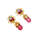 Red Chapalli Glass Water Drop Shoulder Sweep Eardrops Ear Clip JA015