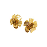 Vintage camellia imitation pearl ear clip three-dimensional flower JA003