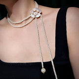 Long imitation pearl necklace with multiple layers JA043