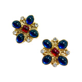 Vintage cross ear clip KAMELIYA marking blue red glazed JA010