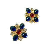 Vintage cross ear clip KAMELIYA marking blue red glazed JA010