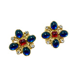 Vintage cross ear clip KAMELIYA marking blue red glazed JA010
