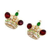 Vintage Crown Earnail Earclip in Two Styles Red and Green Glass Splicing JA005 JA007