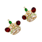Vintage Crown Earnail Earclip in Two Styles Red and Green Glass Splicing JA005 JA007