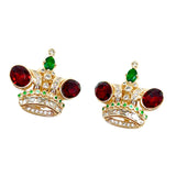 Vintage Crown Earnail Earclip in Two Styles Red and Green Glass Splicing JA005 JA007