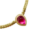 Snake bone necklace with red cloud patterned glass extension chain design JA030