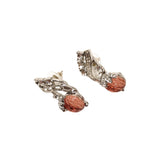 Vintage melon vine pink glass studded with diamond earrings necklace set JA039