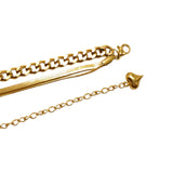 Vintage triple layered solid gold necklace JA046