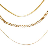 Vintage triple layered solid gold necklace JA046