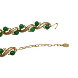 Vintage Green Ribbon Glass Earnail Necklace Set JA041