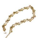 Vintage Green Ribbon Glass Earnail Necklace Set JA041