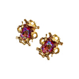 Red Aurora Glass Earclip JA023