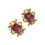 Red Aurora Glass Earclip JA023
