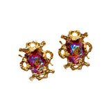 Red Aurora Glass Earclip JA023