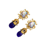 Blue Chapalli Glass Water Drop Shoulder Sweep Eardrops Ear Clip JA016