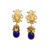 Blue Chapalli Glass Water Drop Shoulder Sweep Eardrops Ear Clip JA016