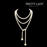 Long imitation pearl necklace with multiple layers JA043