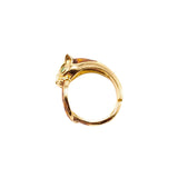 Leopard Open Ring Green Glass Eyes Enamel Court JA014