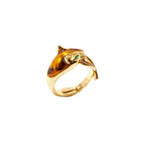 Leopard Open Ring Green Glass Eyes Enamel Court JA014