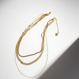 Vintage triple layered solid gold necklace JA046