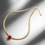 Snake bone necklace with red cloud patterned glass extension chain design JA030