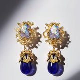 Blue Chapalli Glass Water Drop Shoulder Sweep Eardrops Ear Clip JA016