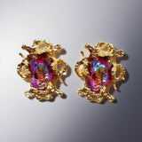 Red Aurora Glass Earclip JA023