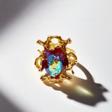 Red Glass Ring with Adjustable Ring Opening JA020