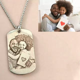 Custom Photo Engraved Dog Tag / Military ID Pendant