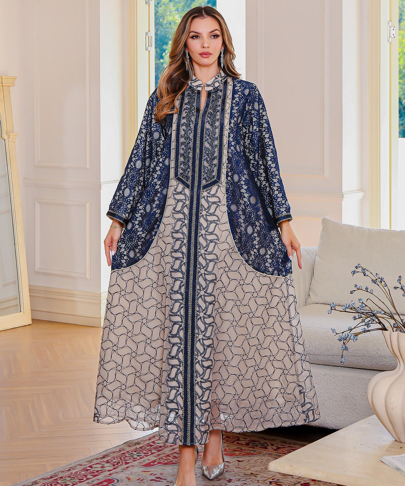 OrientC Embroidered Dress Abaya SMT130