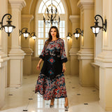 OrientC Hot Diamond Printed Robe Abaya SMT205