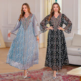 OrientC Mesh Embroidered Dress Abaya SMT131