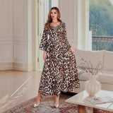 OrientC Leopard Print Dress Abaya SMT152