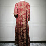 AB489 Jacquard Embroidery Rhinestone Jalabiya