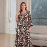 OrientC Leopard Print Dress Abaya SMT152