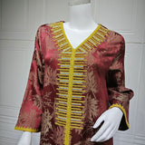 AB489 Jacquard Embroidery Rhinestone Jalabiya